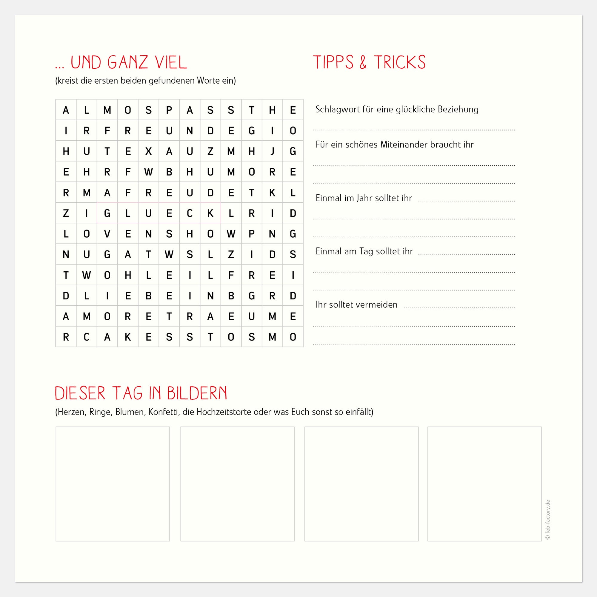 10 Extrabögen Gästebuch Queer Hochzeit