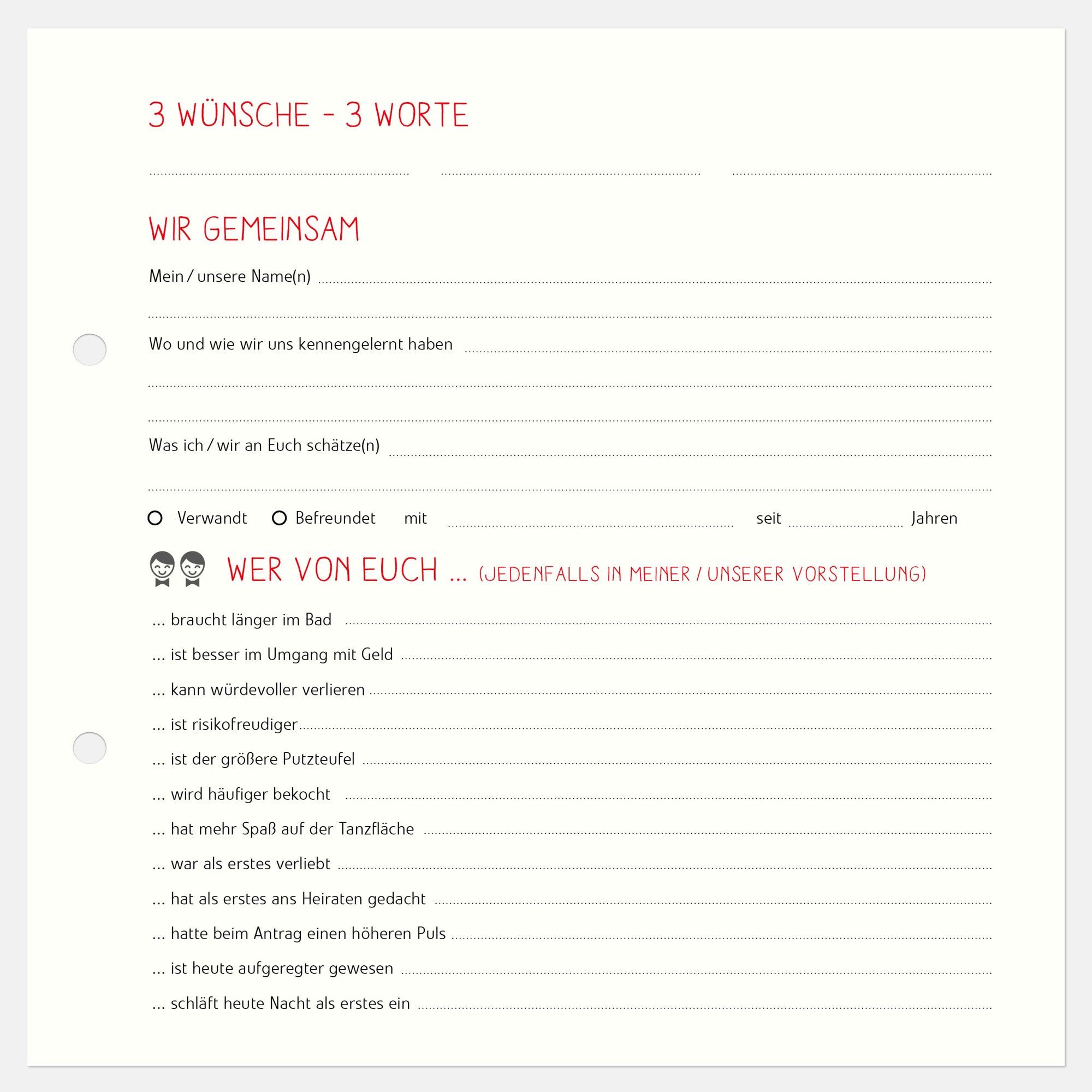 10 Extrabögen Gästebuch Queer Hochzeit