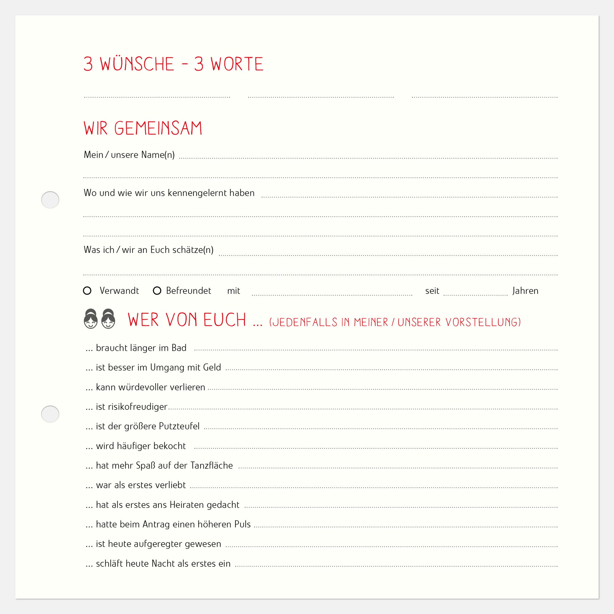 10 Extrabögen Gästebuch Queer Hochzeit