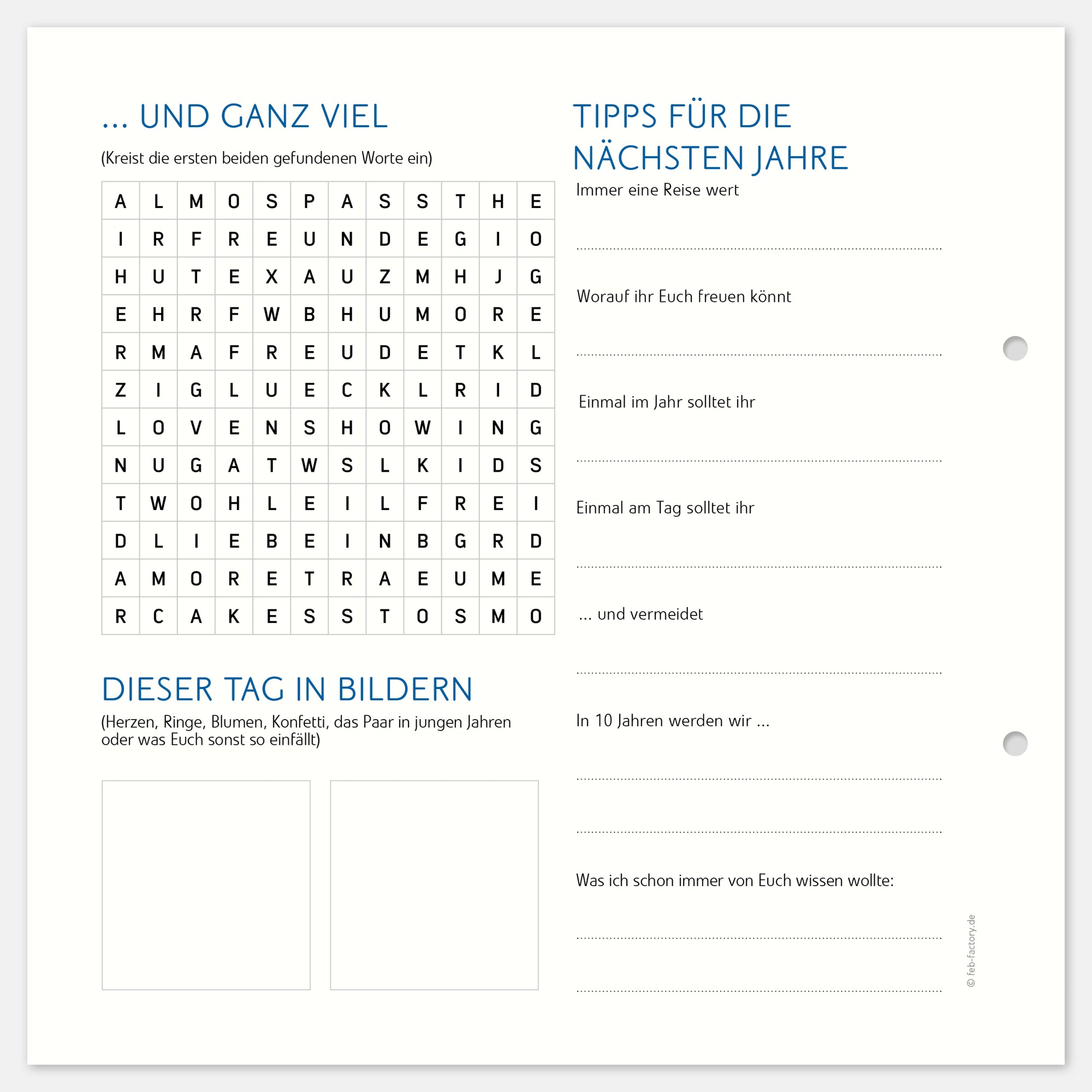10 Extrabögen Gästebuch Silberhochzeit
