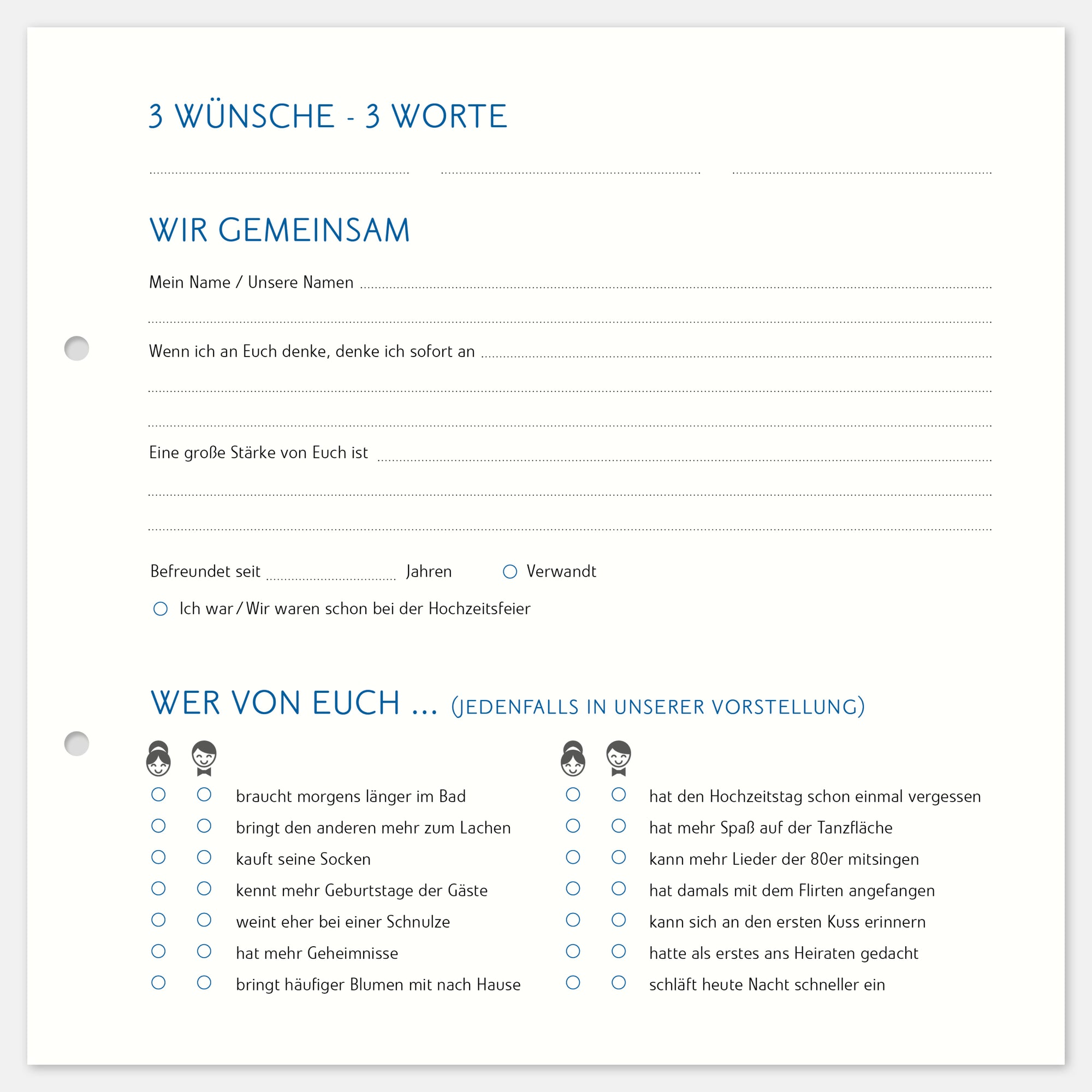 10 Extrabögen Gästebuch Silberhochzeit