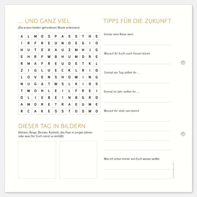 10 Extrabögen Gästebuch Goldene Hochzeit