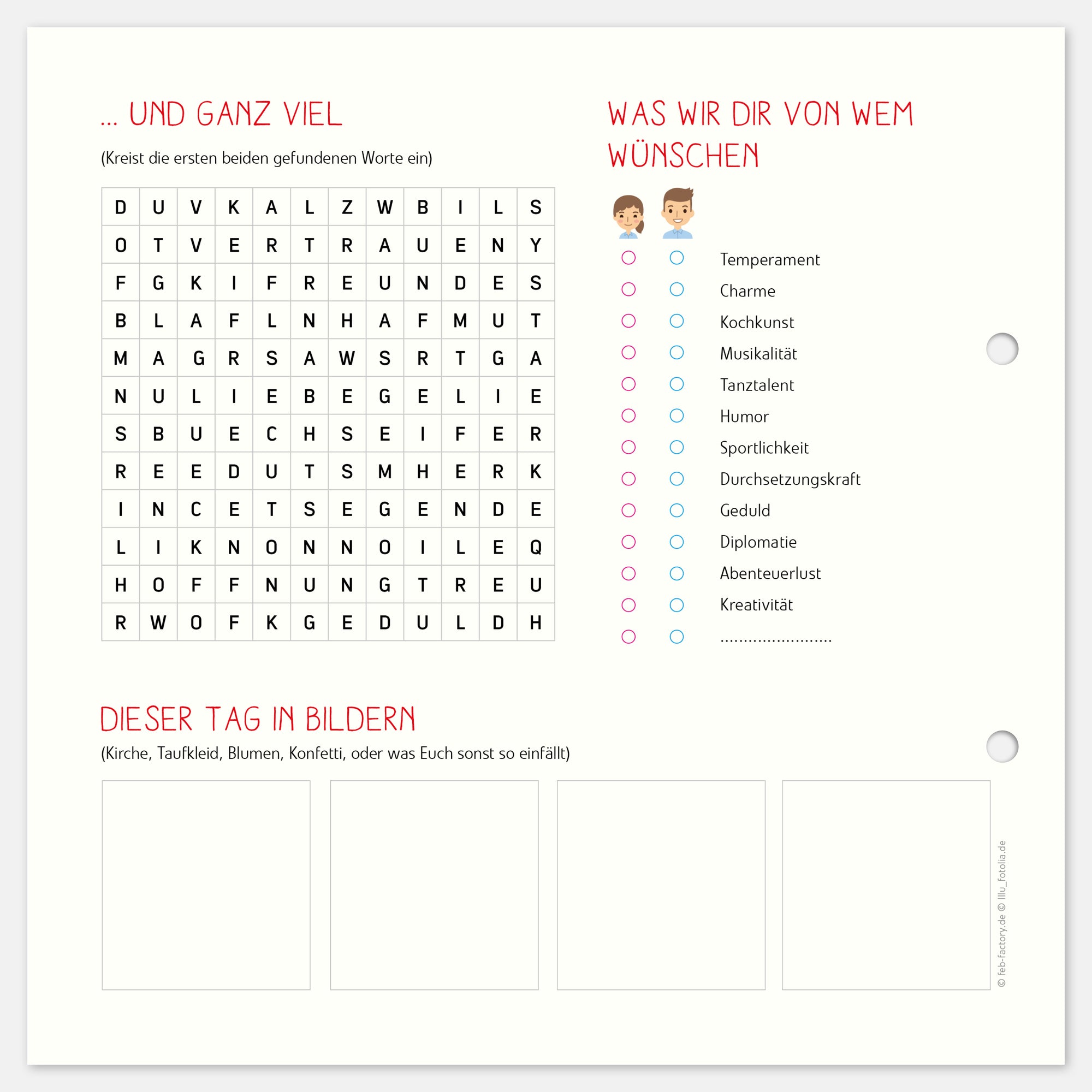 10 Extra Gästebögen Taufalbum