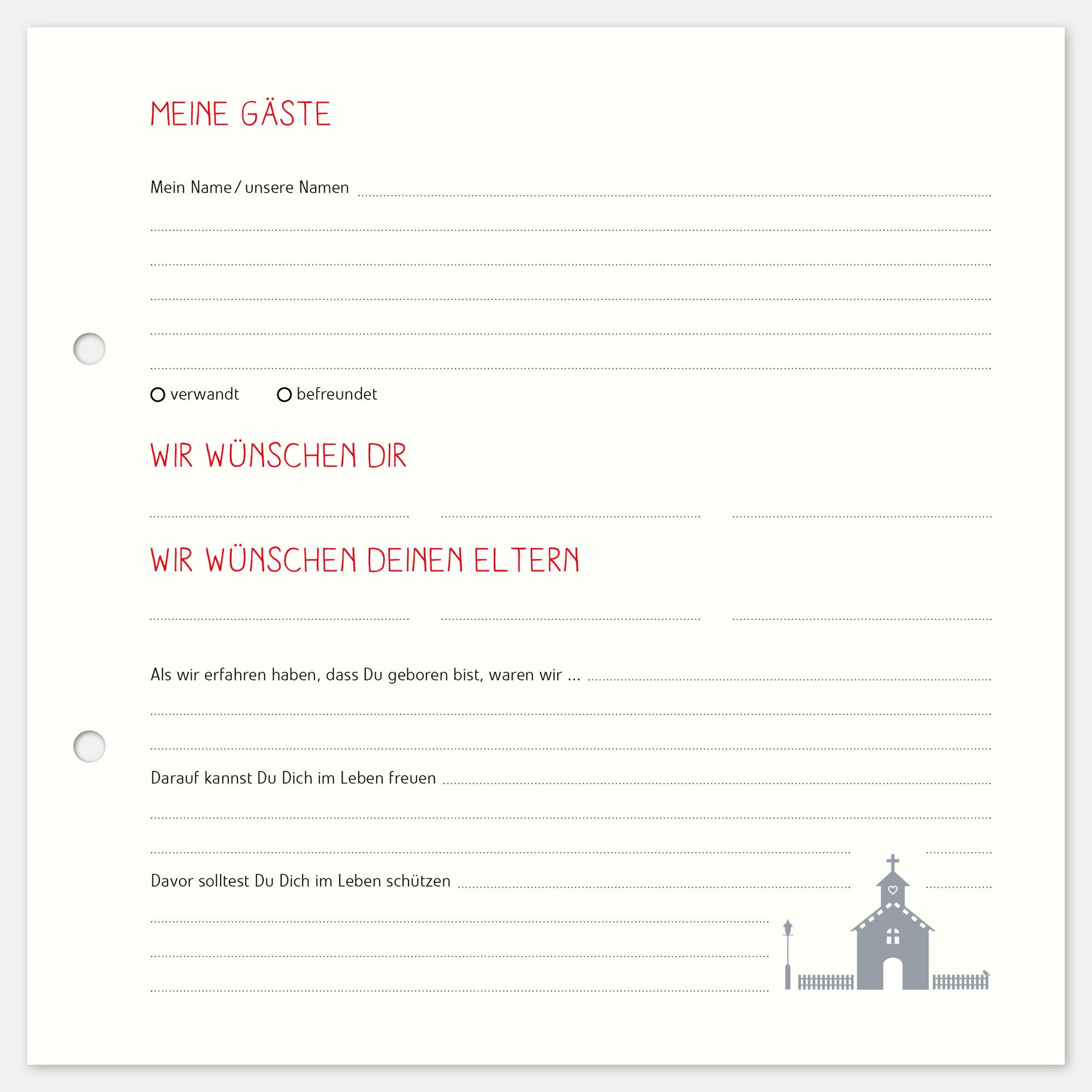 10 Extra Gästebögen Taufalbum