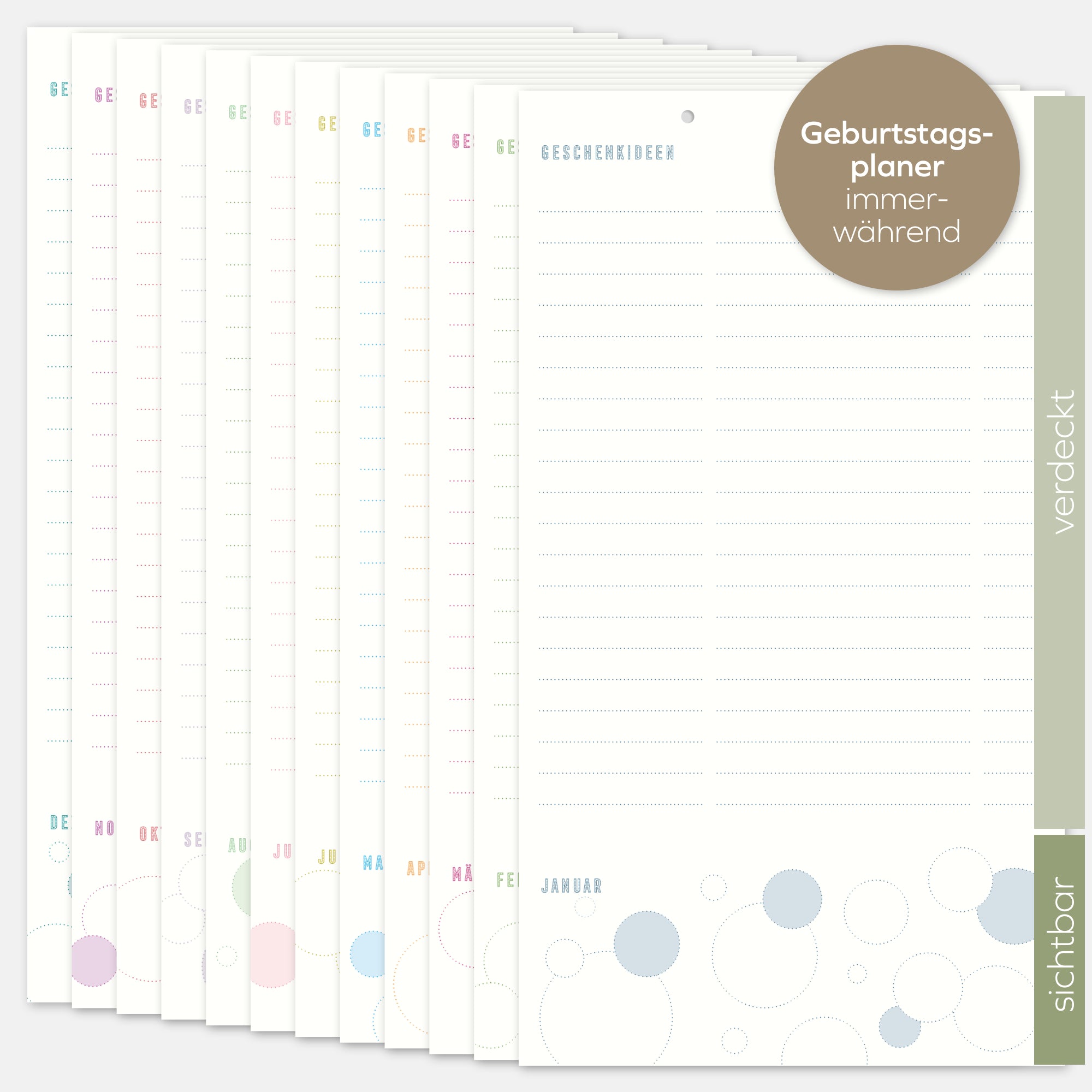 Familienplaner 2026 mit Geburtstagskalender 2-5 Spalten