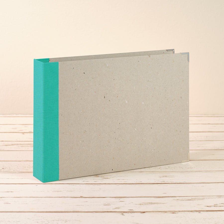 A4 Querformat Album mit mintfarbigem Leinenrücken