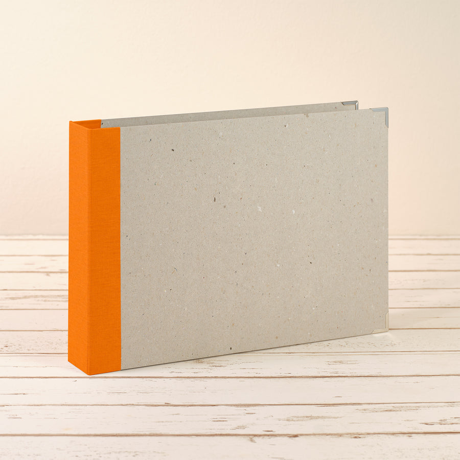 A4 Querformat Album mit orangenem Leinenrücken