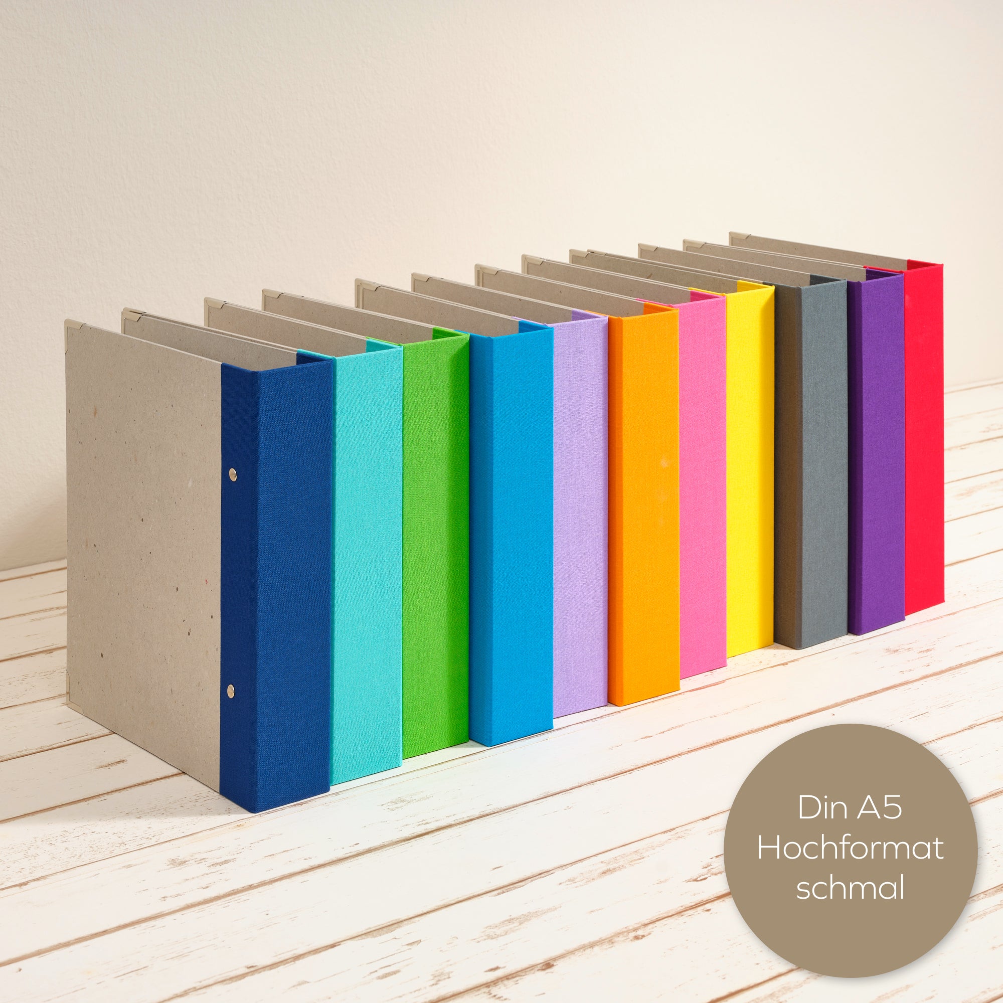 A5 Album mit farbigem Leinenrücken