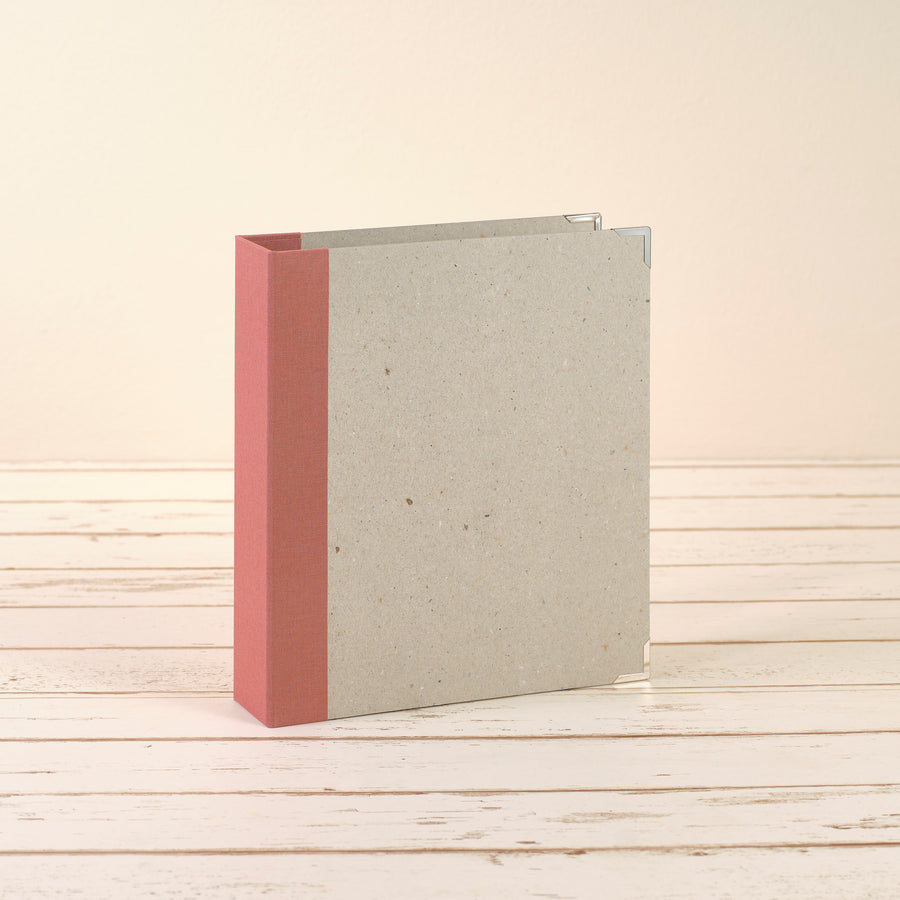 A5 Ordner mit altrosa Leinenrücken