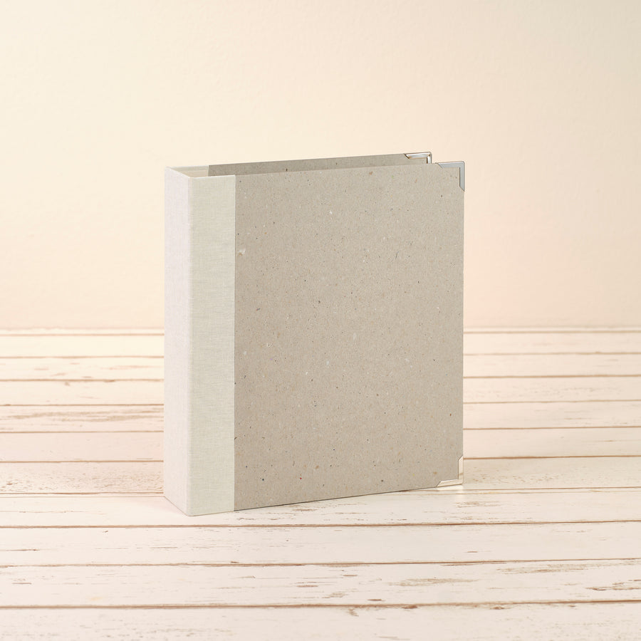 A5 Ordner mit cremeweissem Leinenrücken