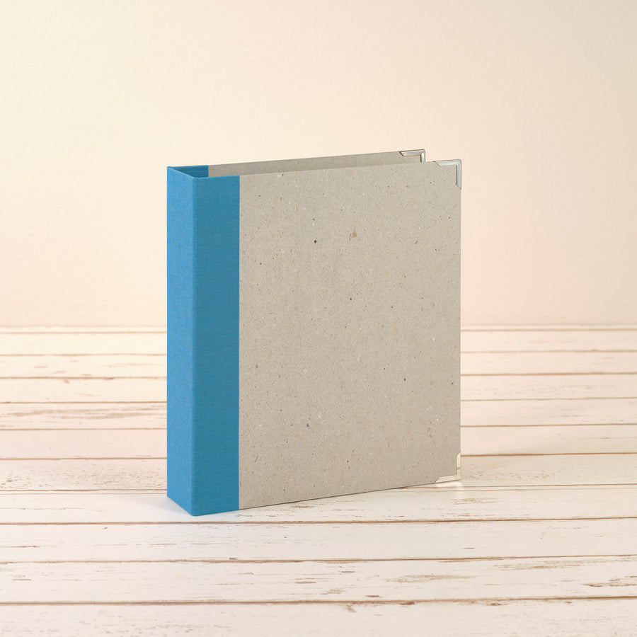 A5 Ordner mit meerblauem Leinenrücken