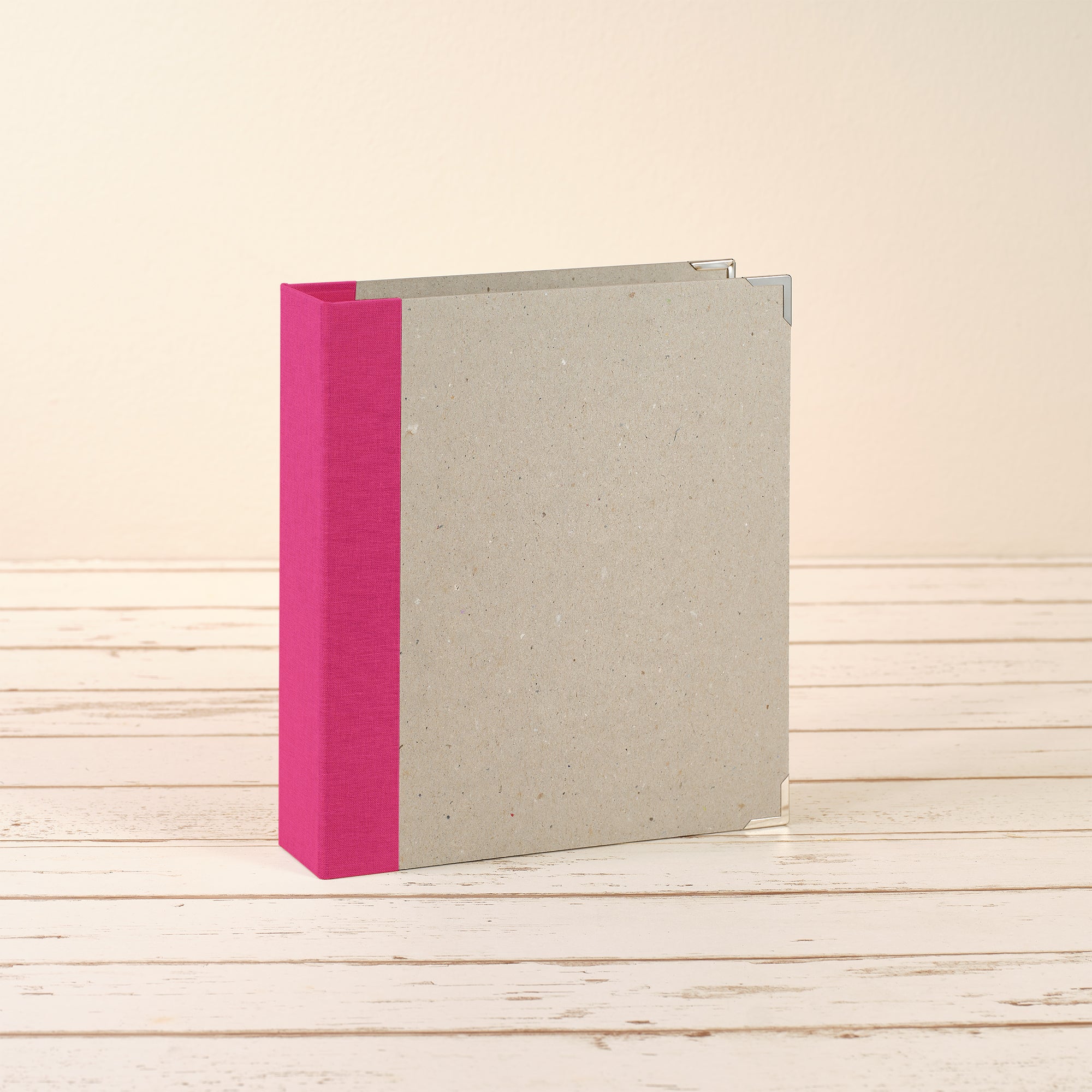 A5 Ordner mit pinkem Leinenrücken