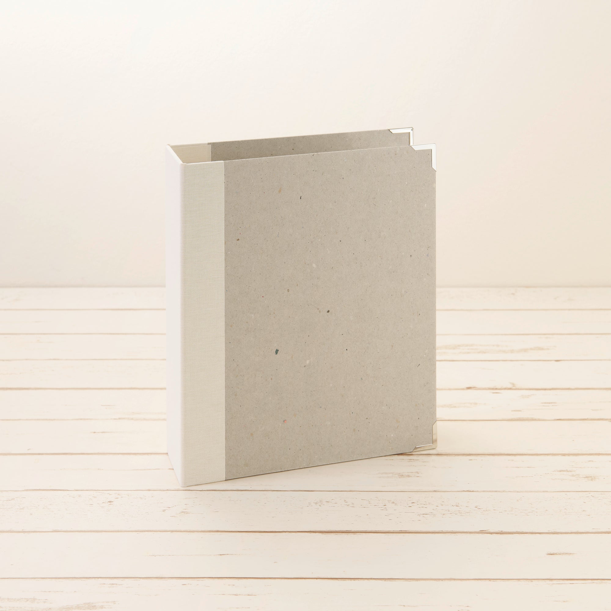 A5 Ordner Hochformat breit Leinenrücken creme - Layflat Album