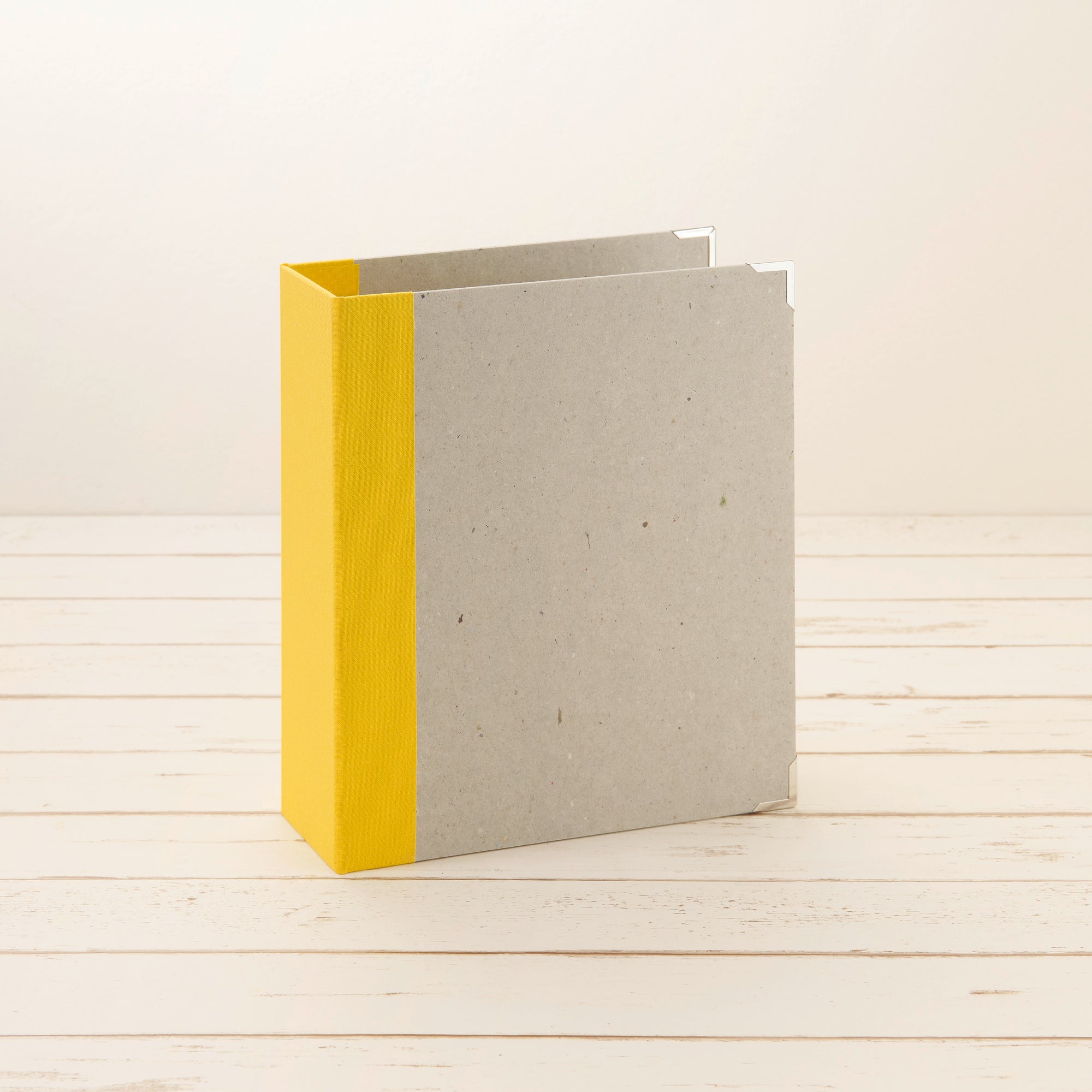 A5 Ordner Hochformat breit Leinenrücken gelb - Layflat Album