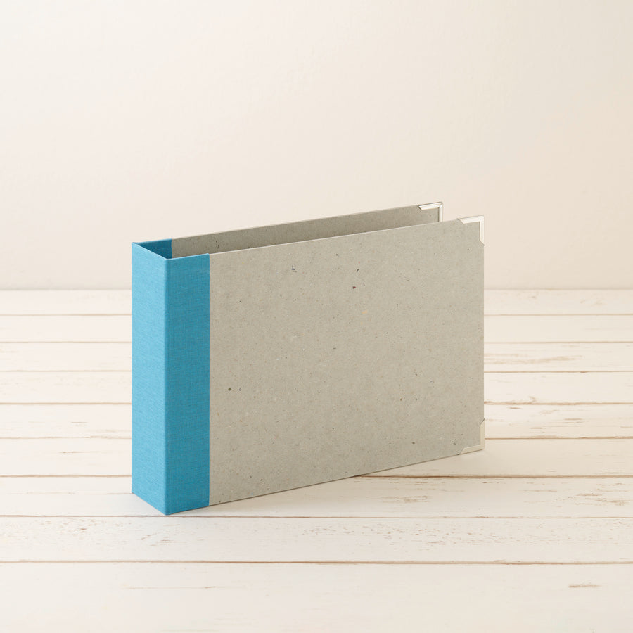 A5 Ordner Querformat Leinenrücken meerblau - Layflat Album