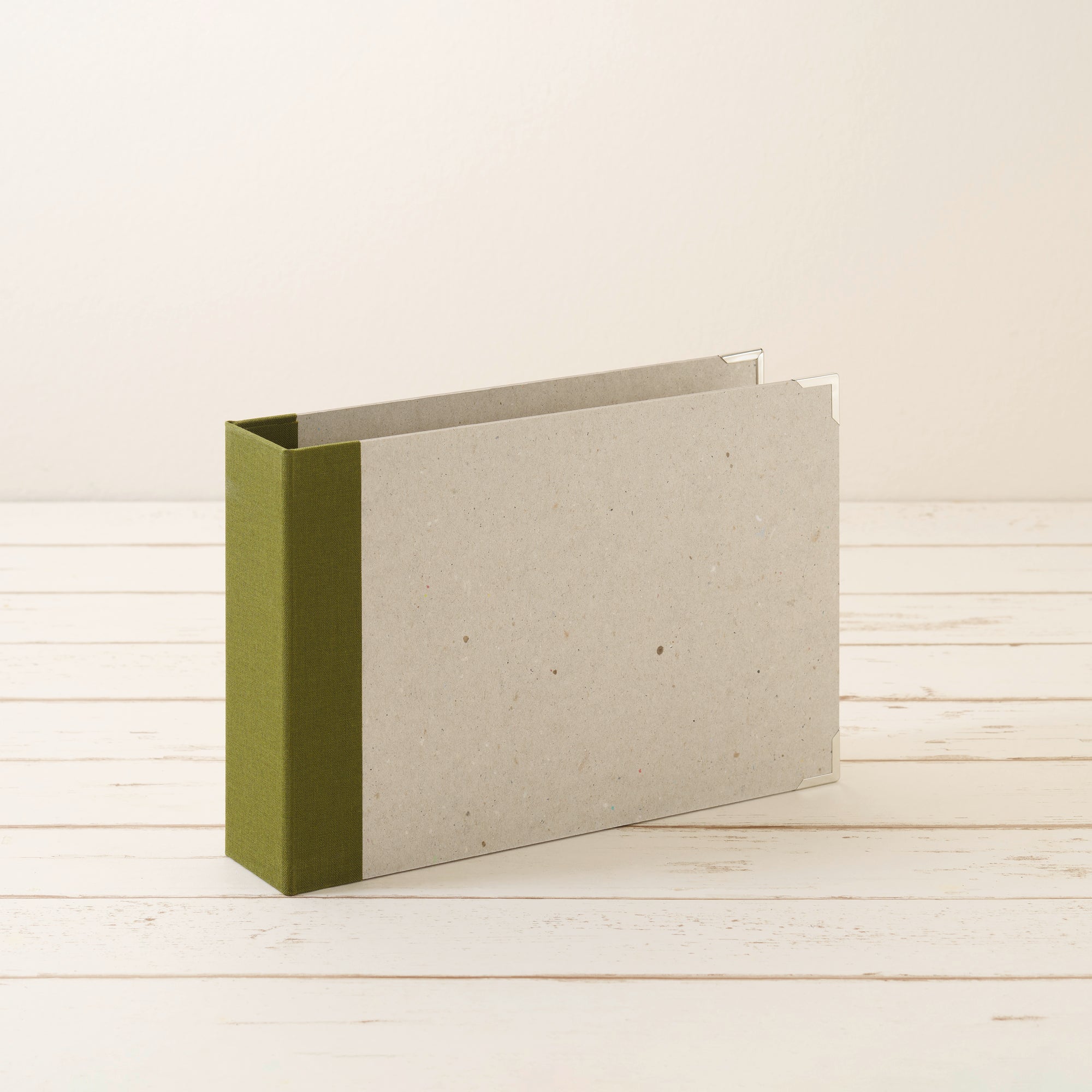 A5 Ordner Querformat Leinenrücken moos - Layflat Album