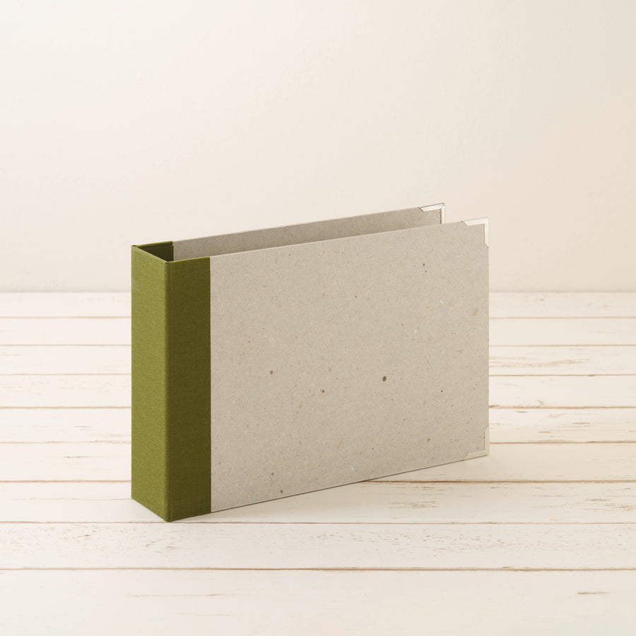 A5 Ordner Querformat Leinenrücken moos - Layflat Album
