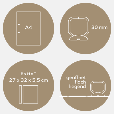 A4 Ordner Hochformat Leinenrücken cremeweiß