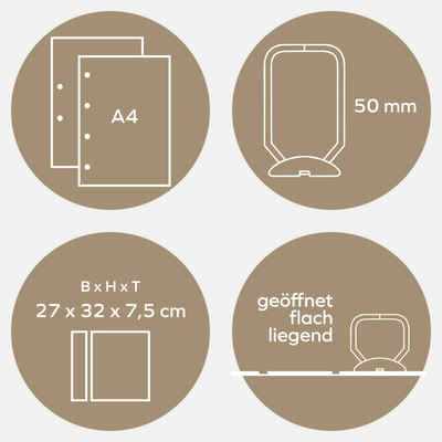 A4 Ordner Breit Hochformat Leinenrücken altrosa Layflat