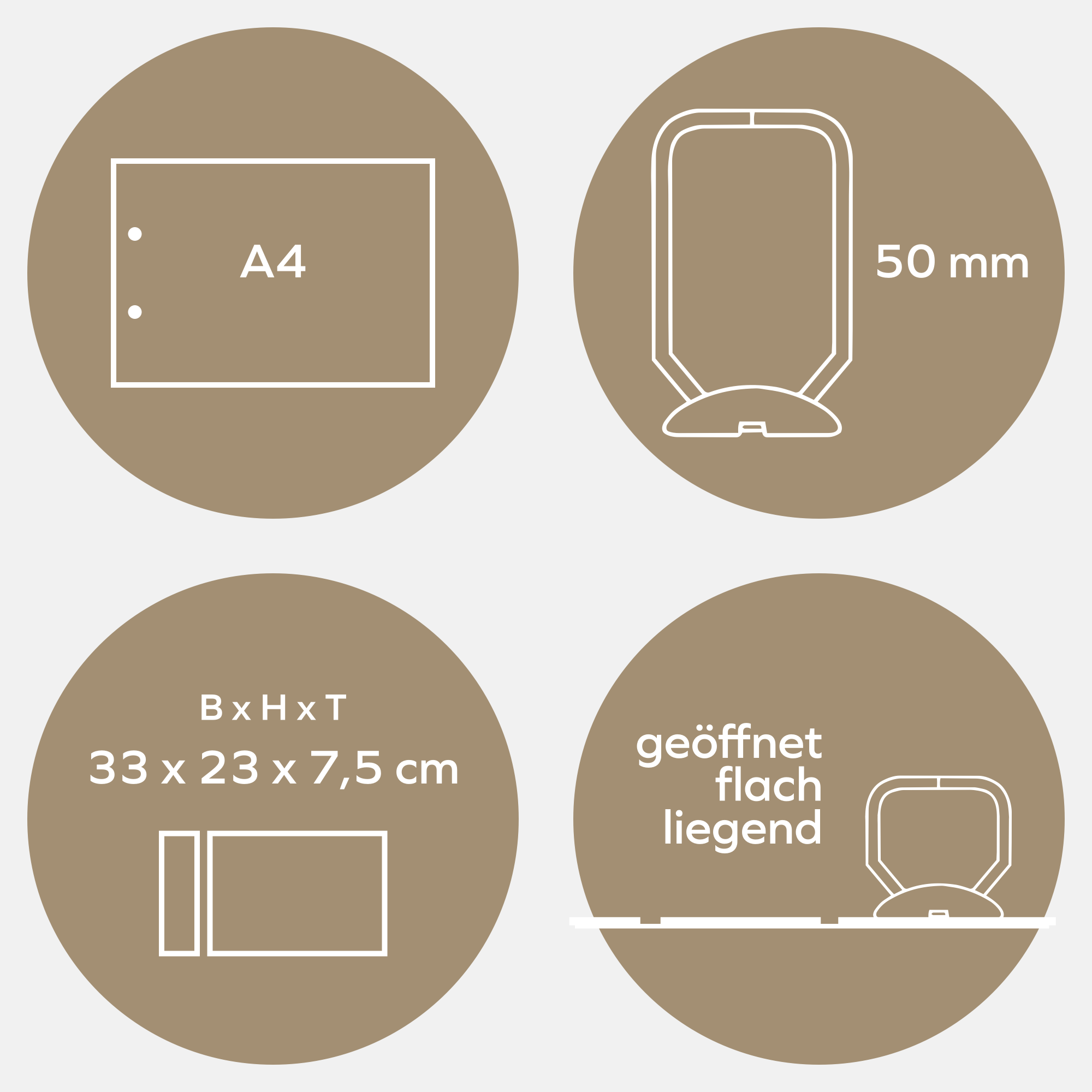 A4 Ordner Querformat breiter Leinenrücken camel - Layflat Album