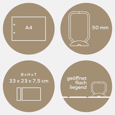 A4 Ordner Querformat breiter Leinenrücken camel - Layflat Album