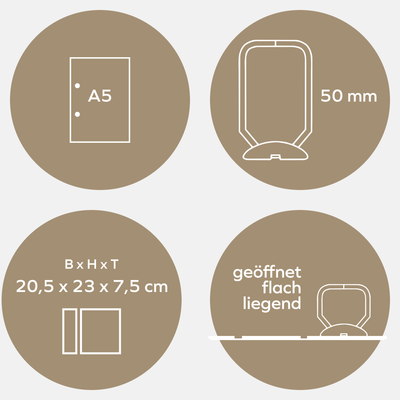 A5 Ordner Hochformat breit Leinenrücken mint - Layflat Album