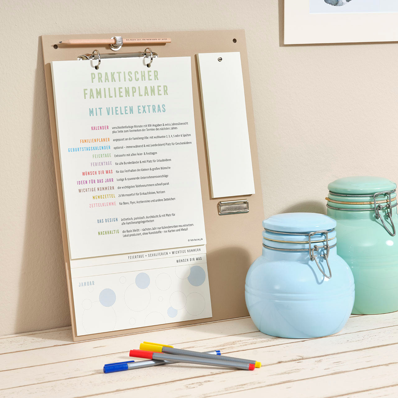Familienplaner 2026 mit Geburtstagskalender 2-5 Spalten
