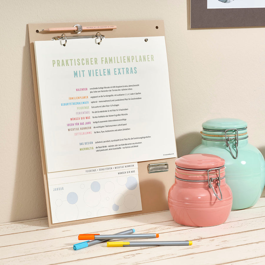 Familienplaner 2026 6 Spalten mit Geburtstagskalender
