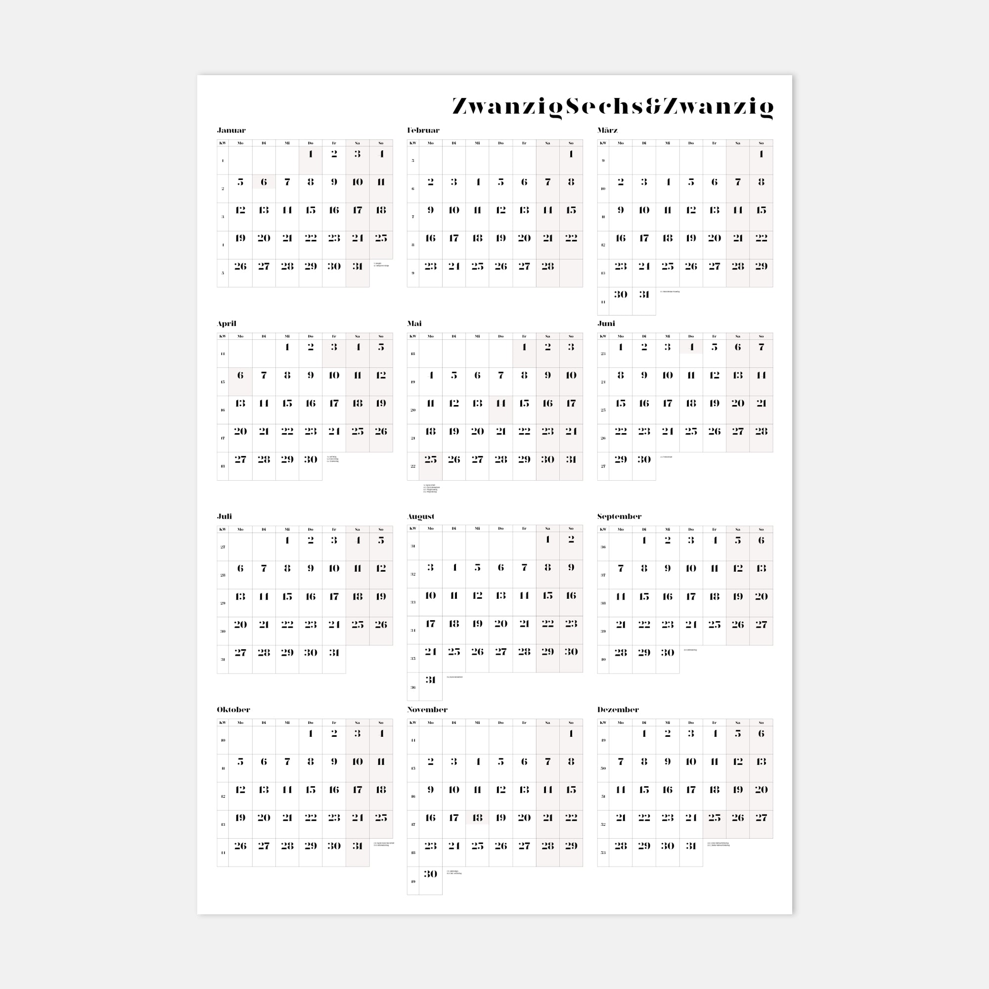 Jahresplaner A0 Rava