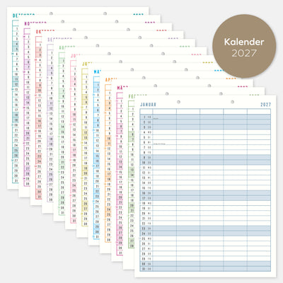 Familienplanerseiten 2027  mit 2,3,4 oder 5 Spalten Refill