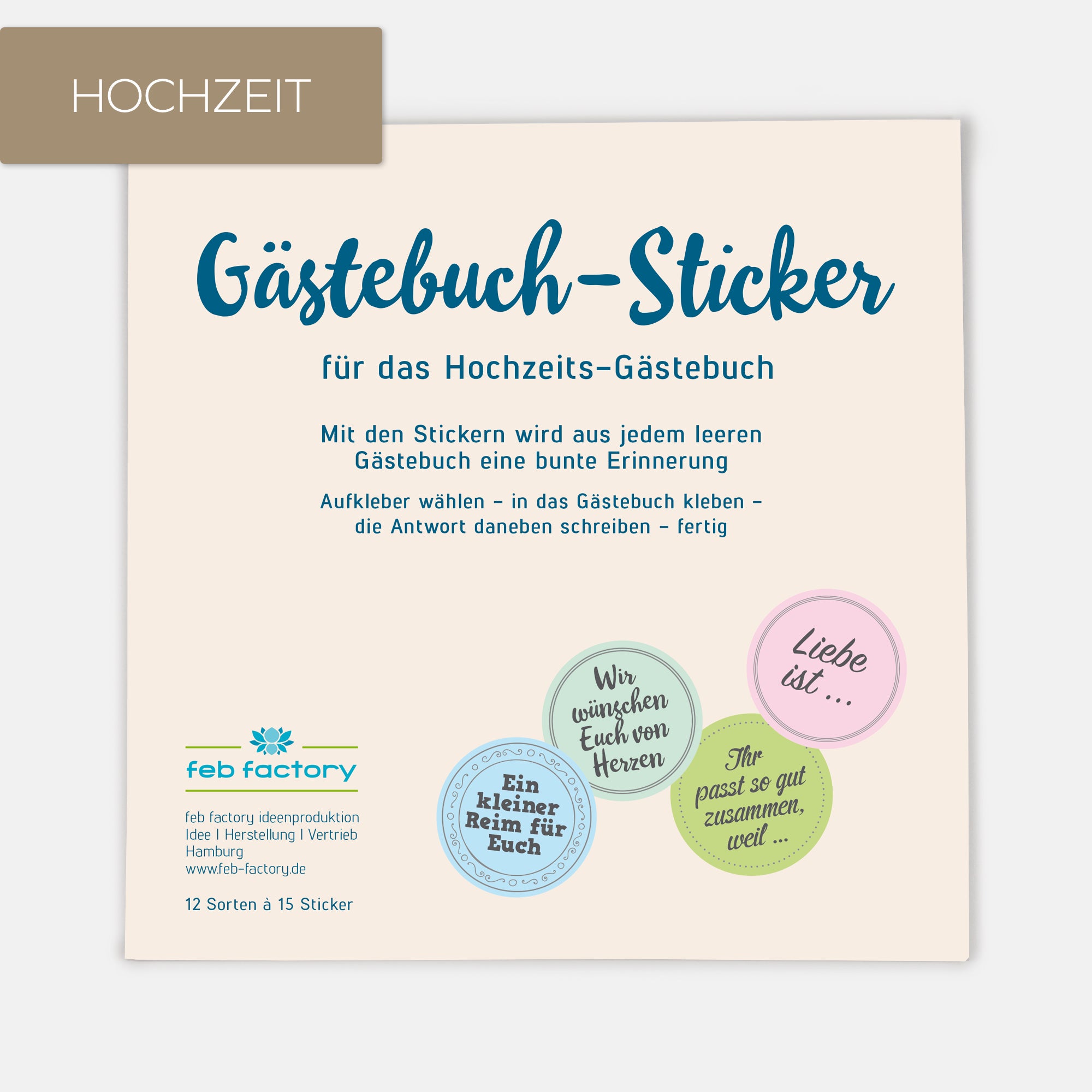 Gästebuch-Sticker | Hochzeit | 180 Stück