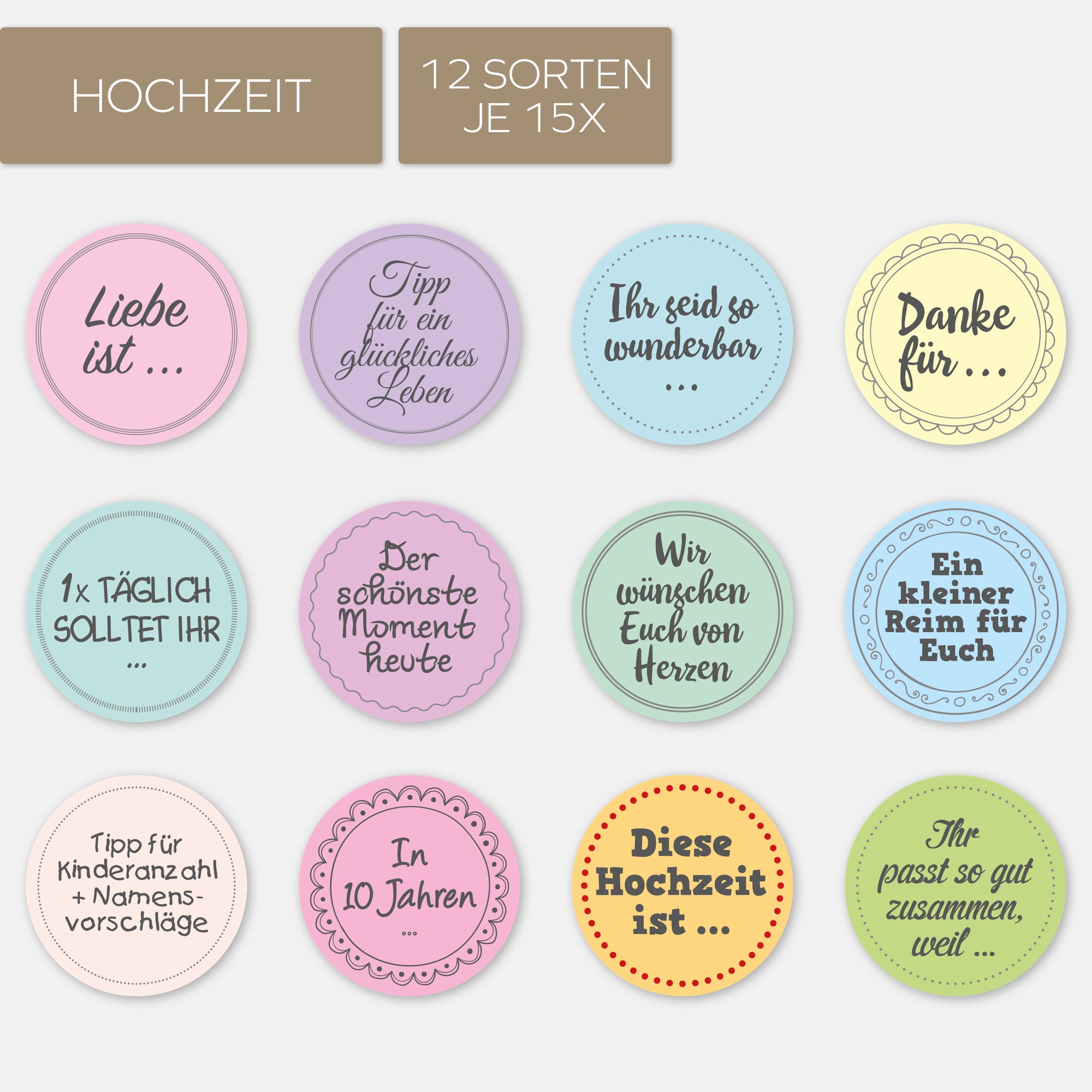 Gästebuch-Sticker | Hochzeit | 180 Stück