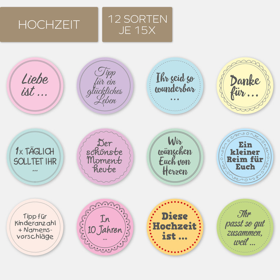 Gästebuch-Sticker | Hochzeit | 180 Stück