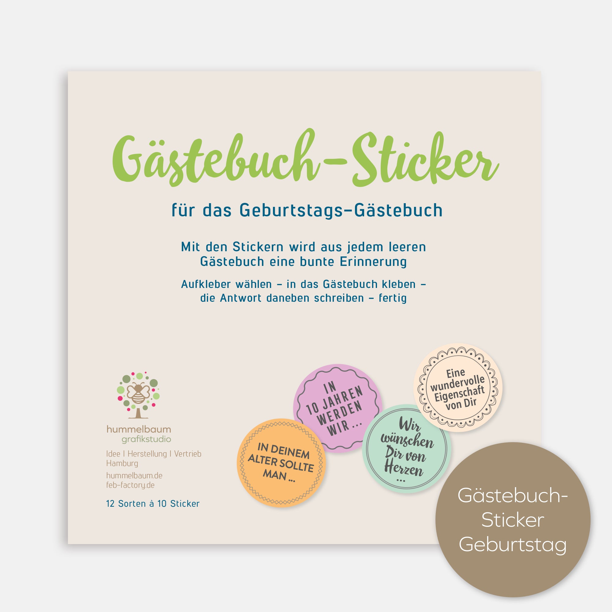 Set Gästebuch-Sticker | Geburtstag | 120 Stück