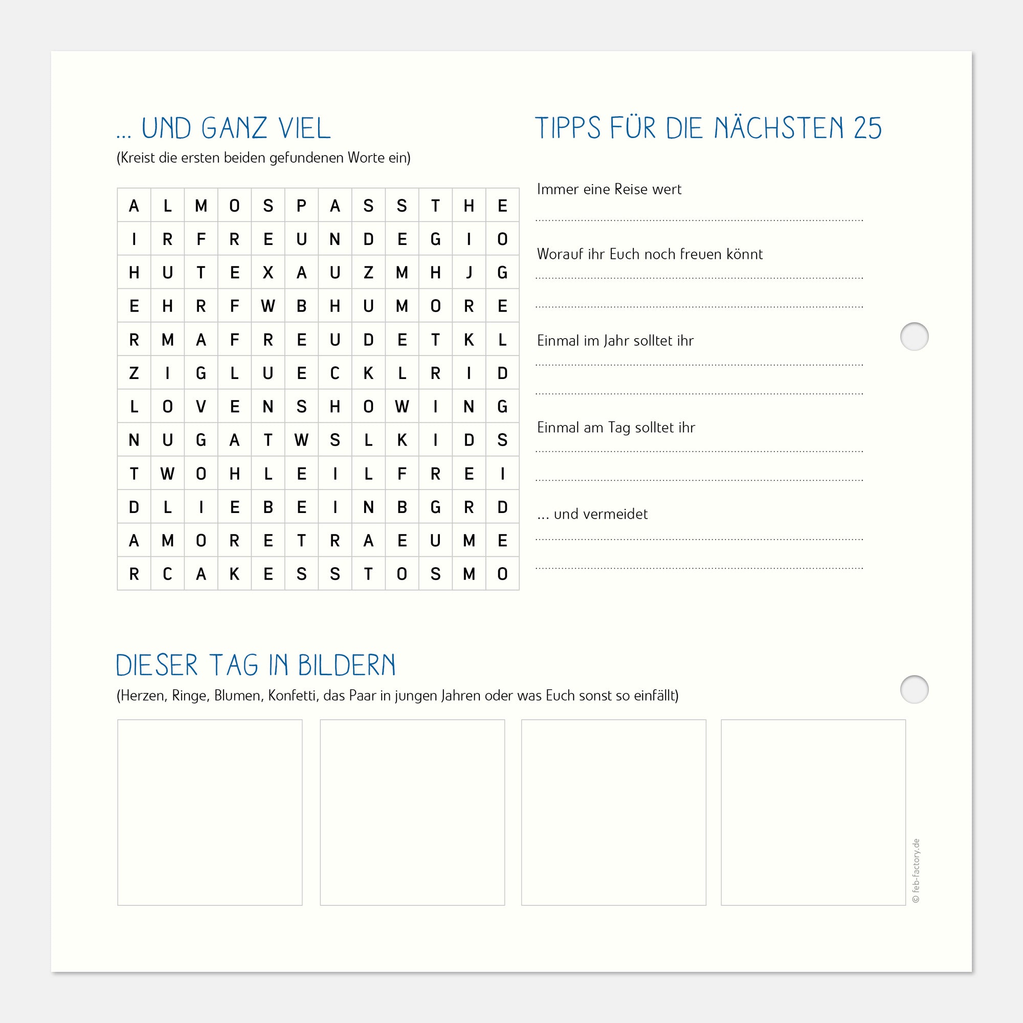 Gästebuch Silberne Hochzeit mit Fragen