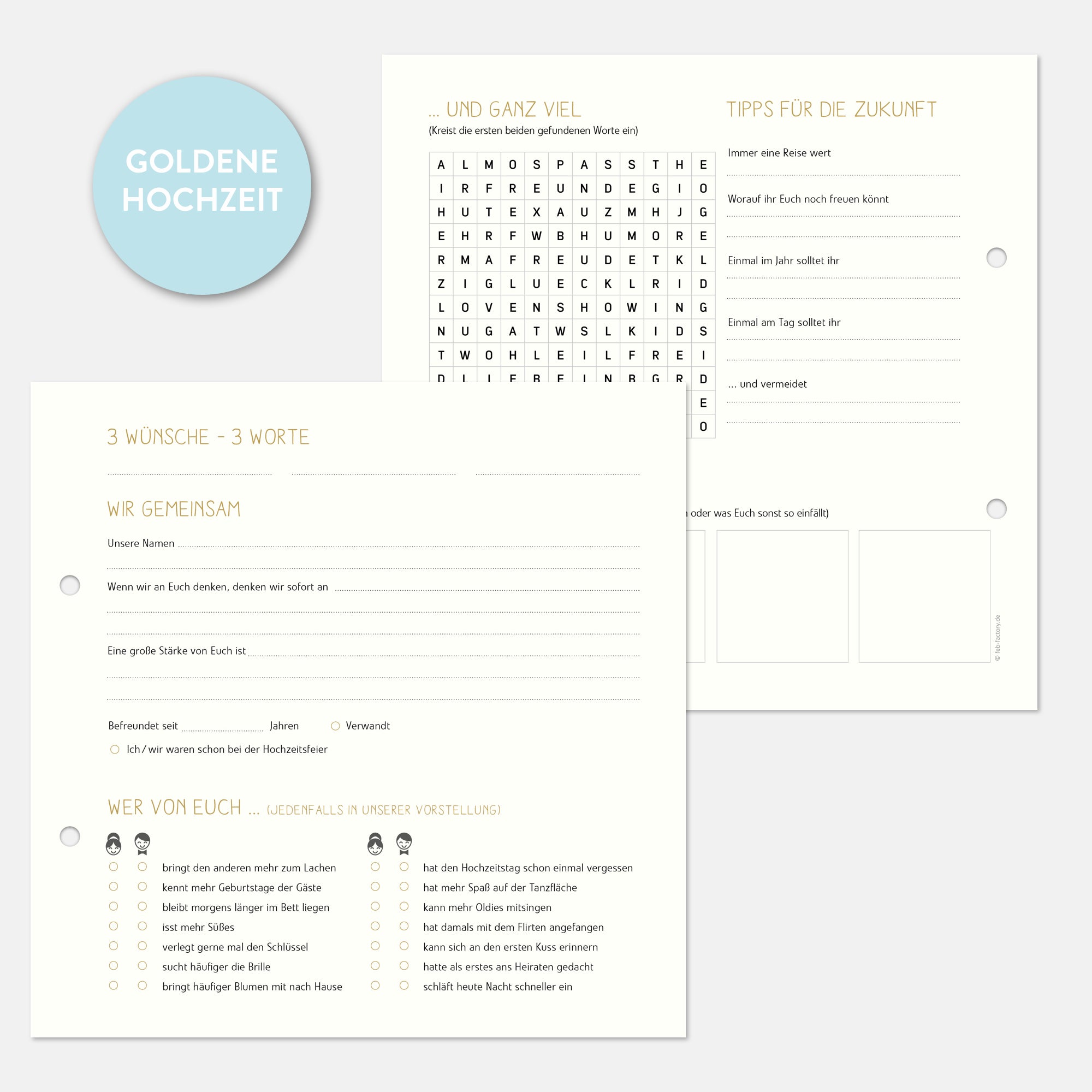 Gästebuch Goldene Hochzeit mit Fragen