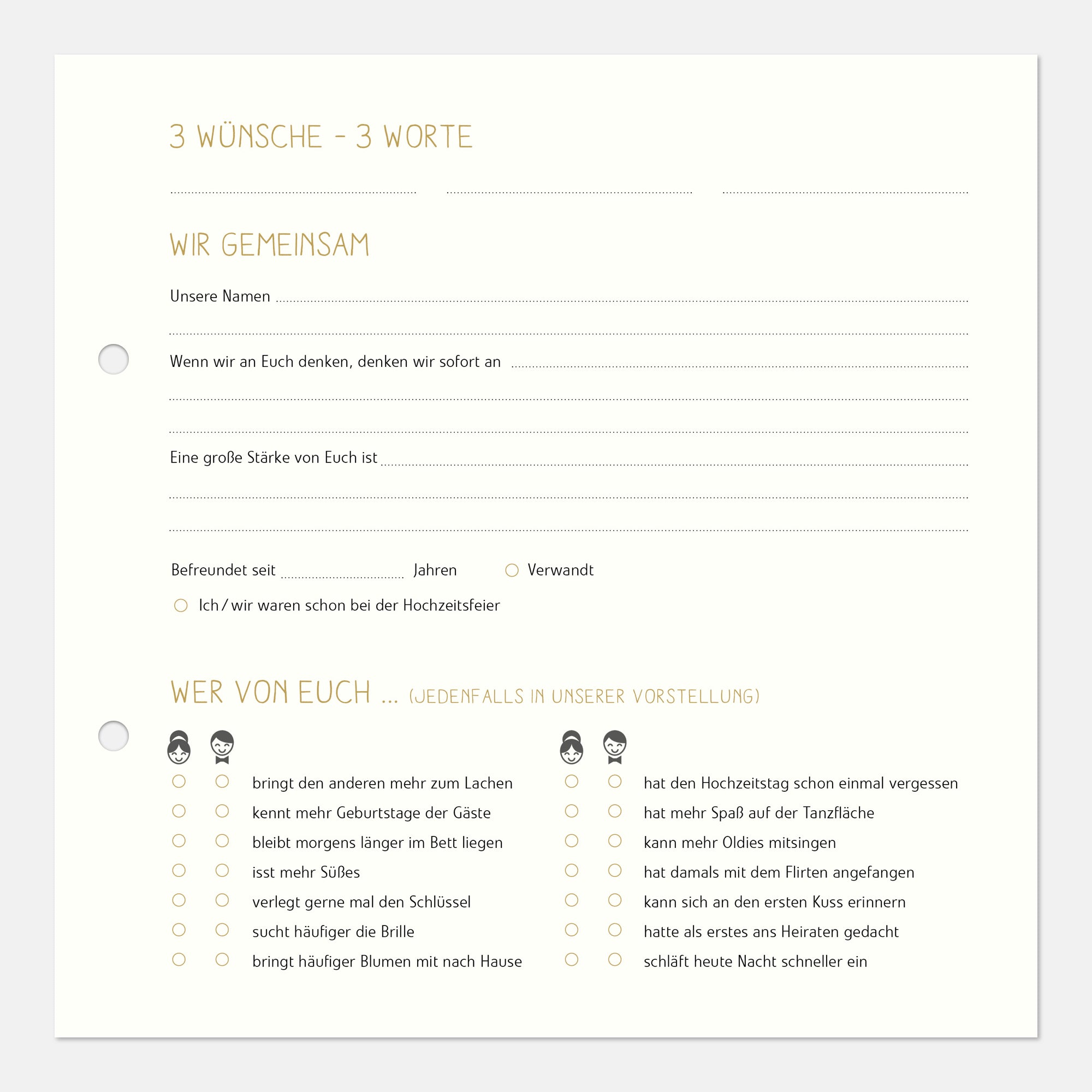 Gästebuch Goldene Hochzeit mit Fragen