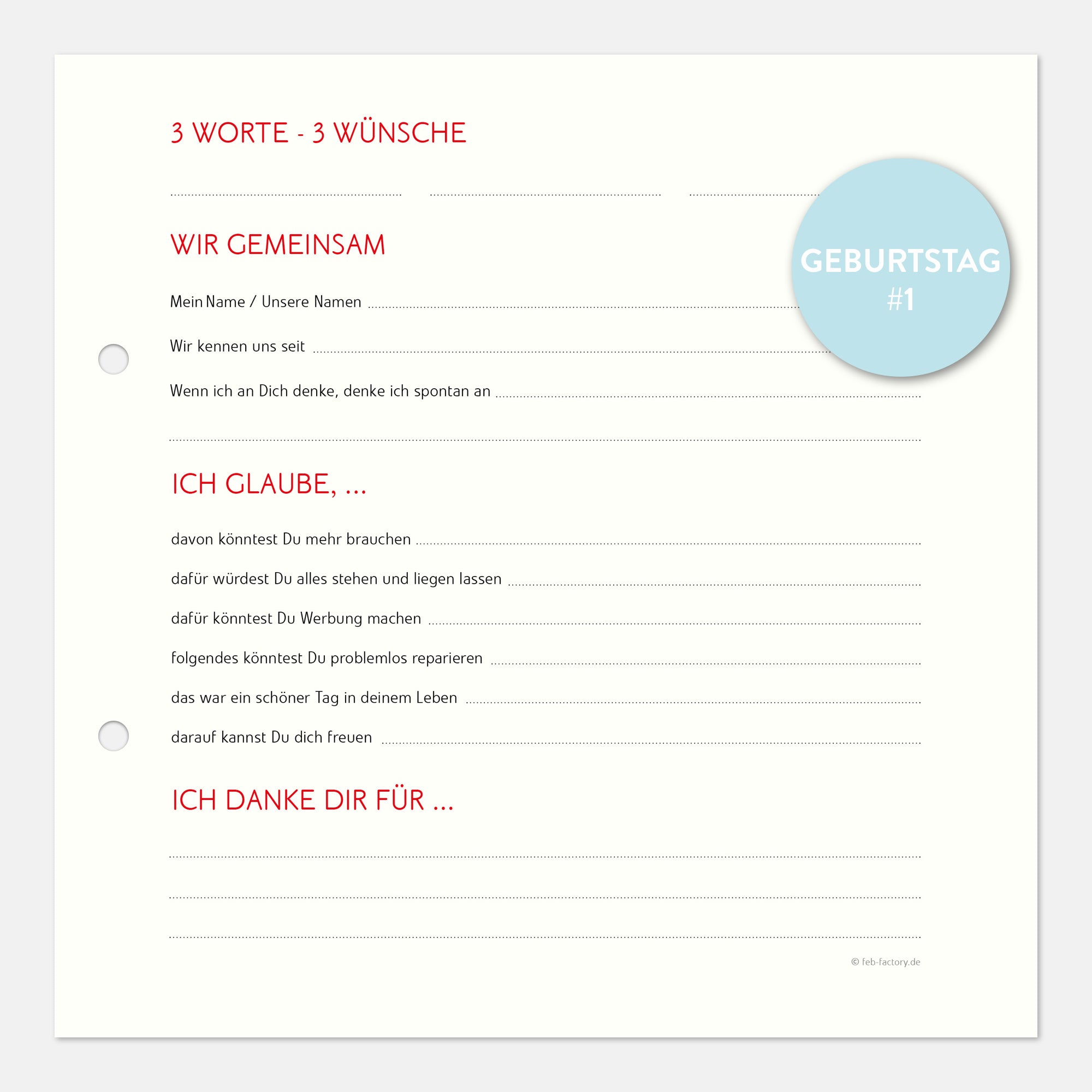 Gästebuch Geburtstag mit Fragen #1