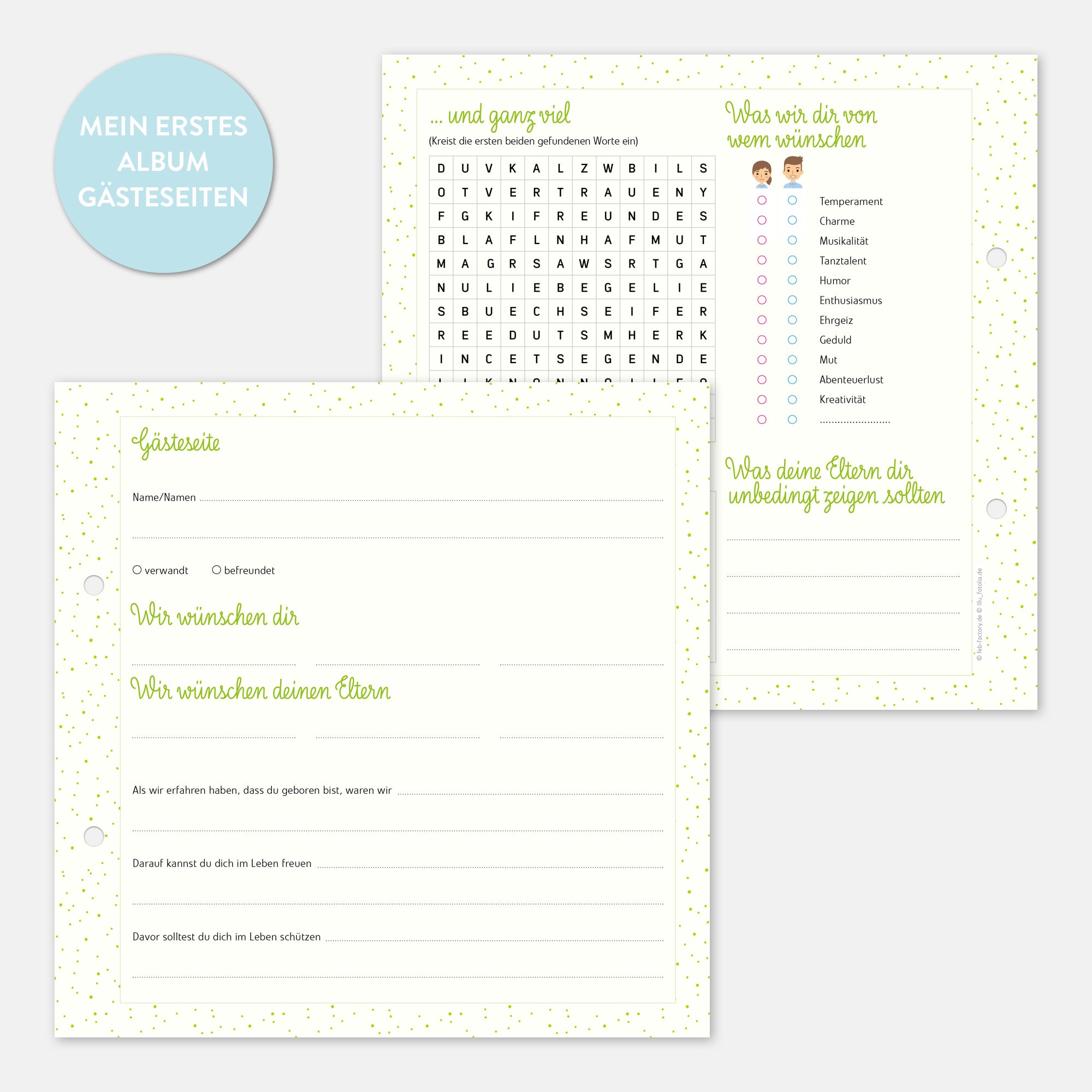 Gästebuch Geburt mit Babytagebuch pink