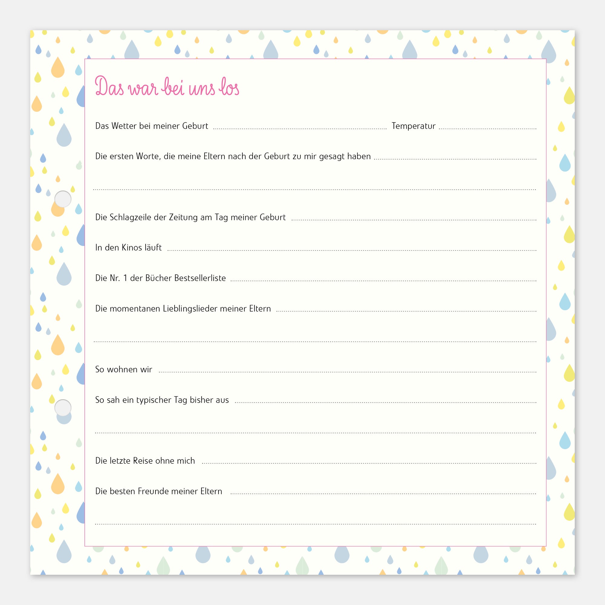 Gästebuch Geburt mit Babytagebuch pink