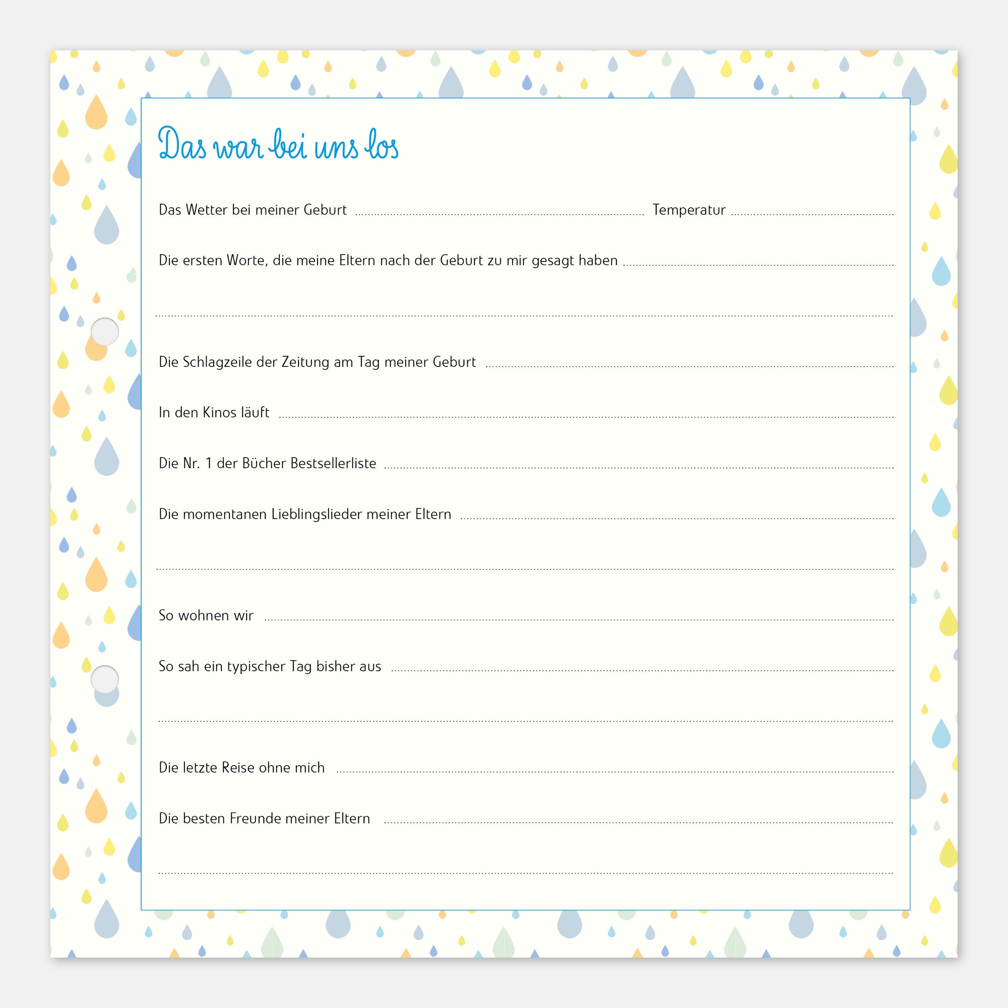 Gästebuch Geburt mit Babytagebuch blau