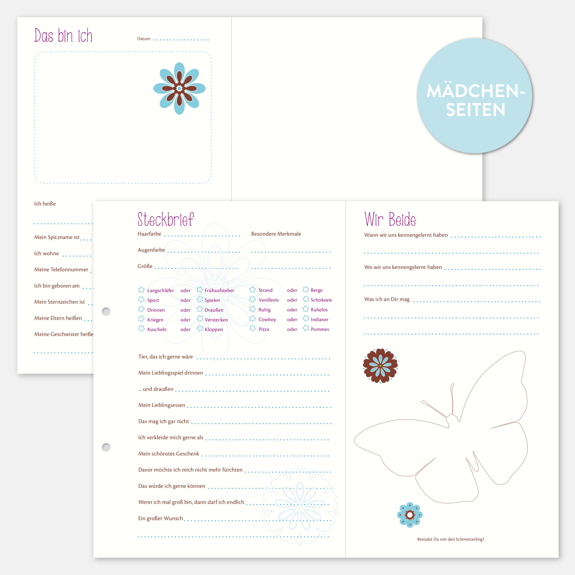 Mädchen-Freundebuchseiten