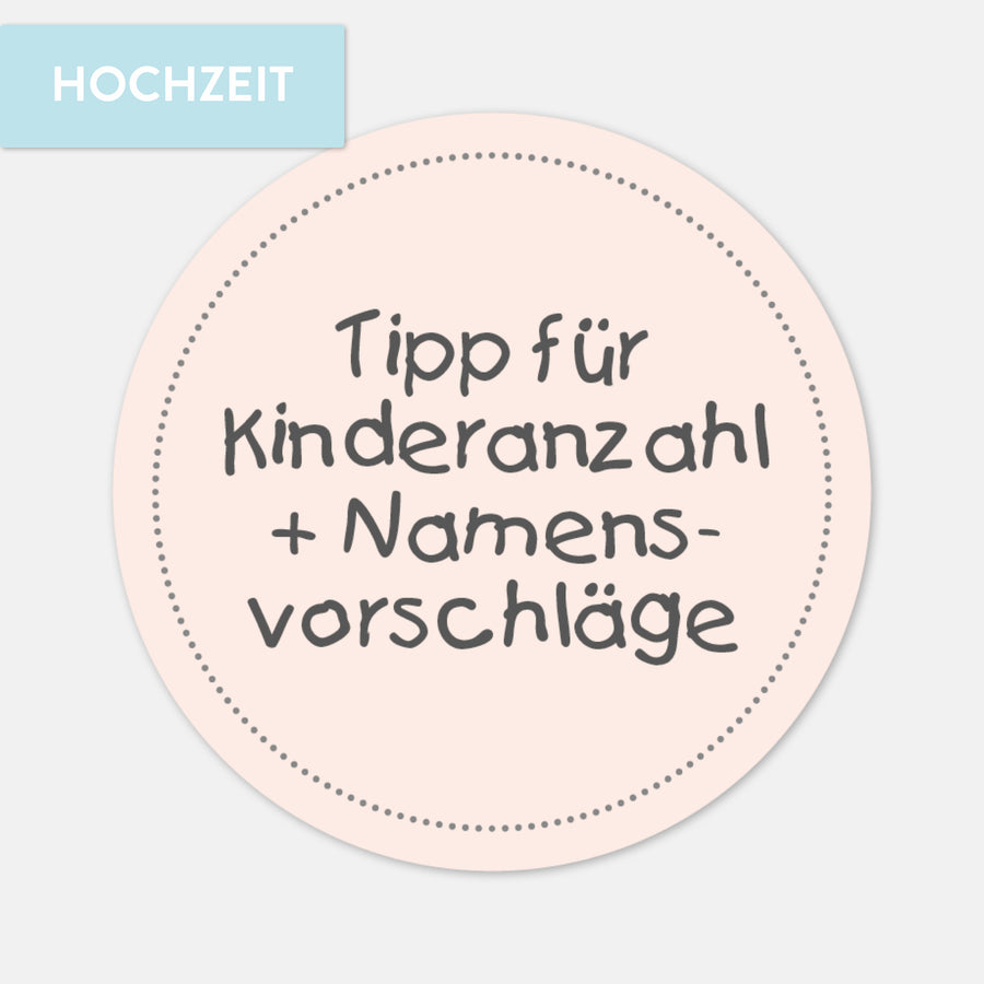 Gästebuch, Sticker, Hochzeit, Tipp für Kinderanzahl und Namensvorschläge