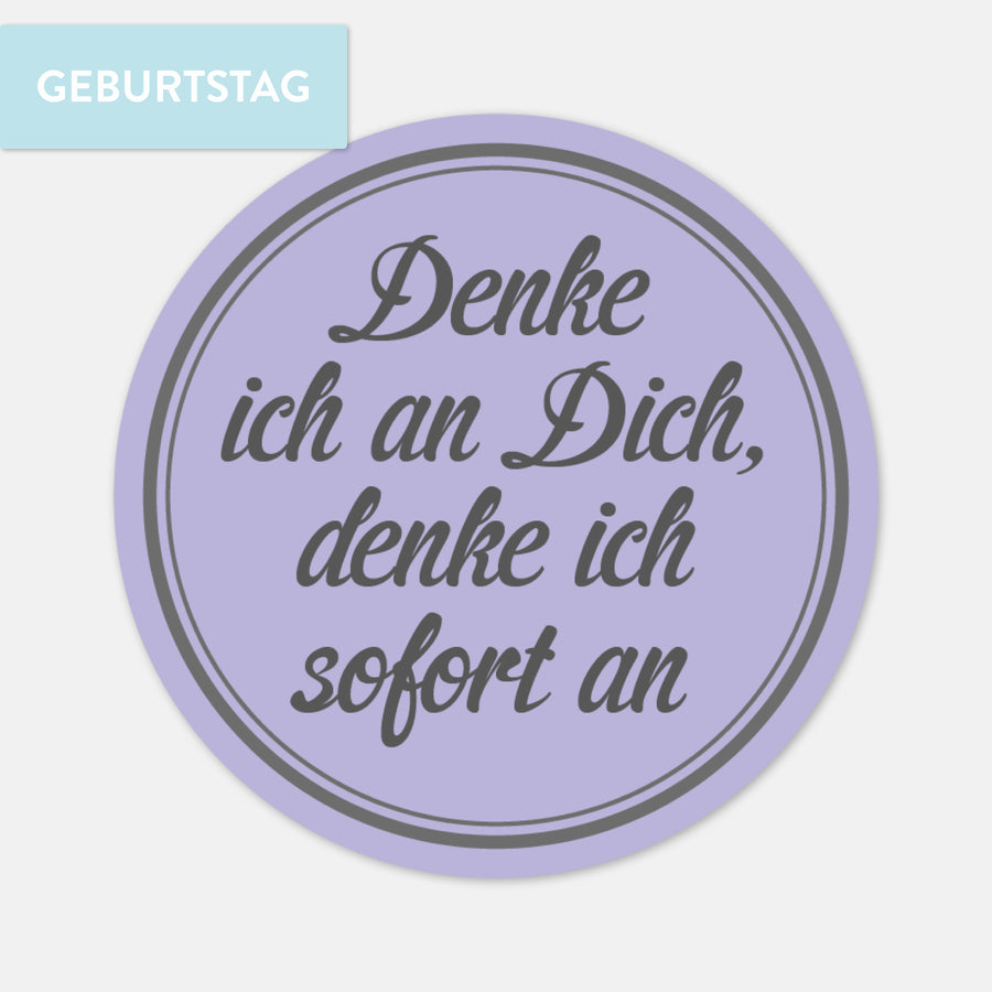 Sticker Gästebuch, Denke ich an dich, denke ich sofort an