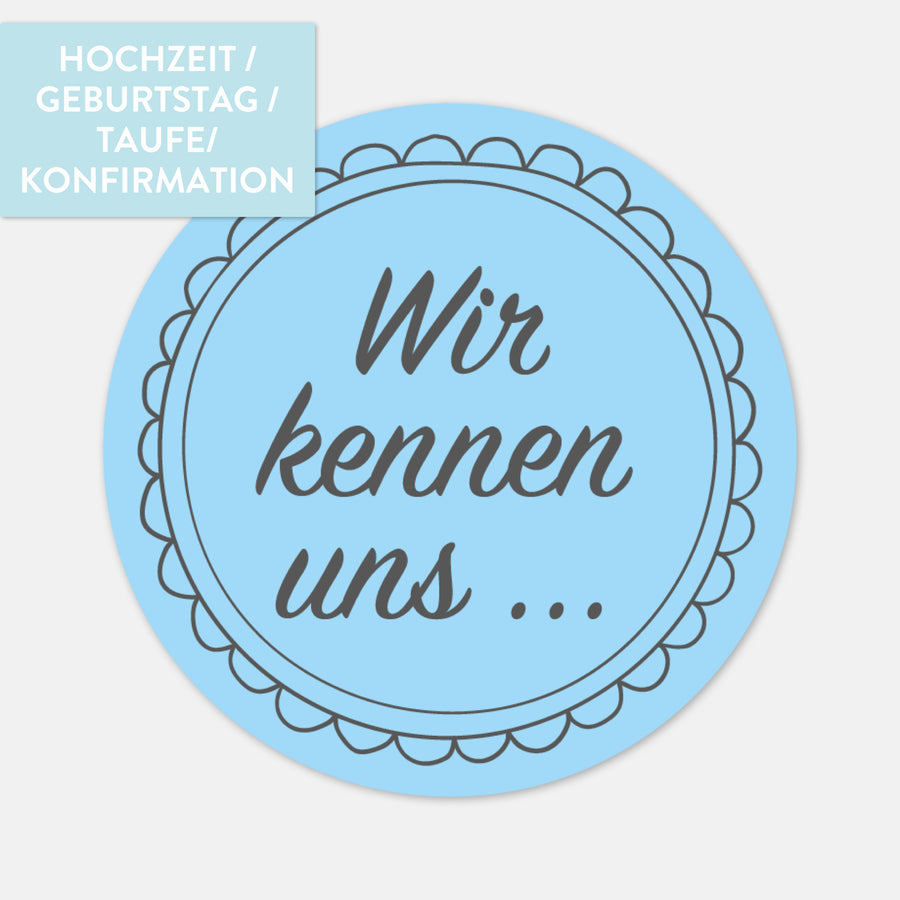 Aufkleber Gästebuch, Wir kennen uns 